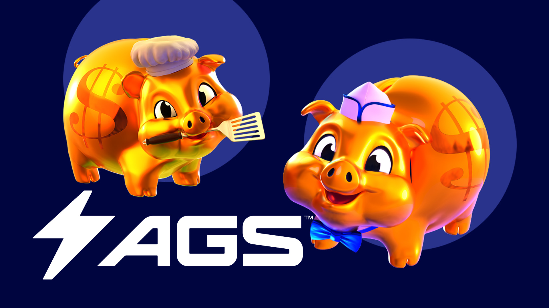 AGS Raskin Pig on a blue background with a circle behind it and the AGS logo.